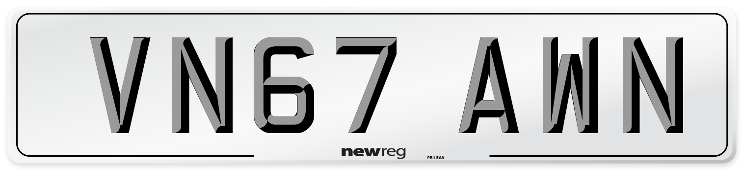 VN67 AWN Number Plate from New Reg